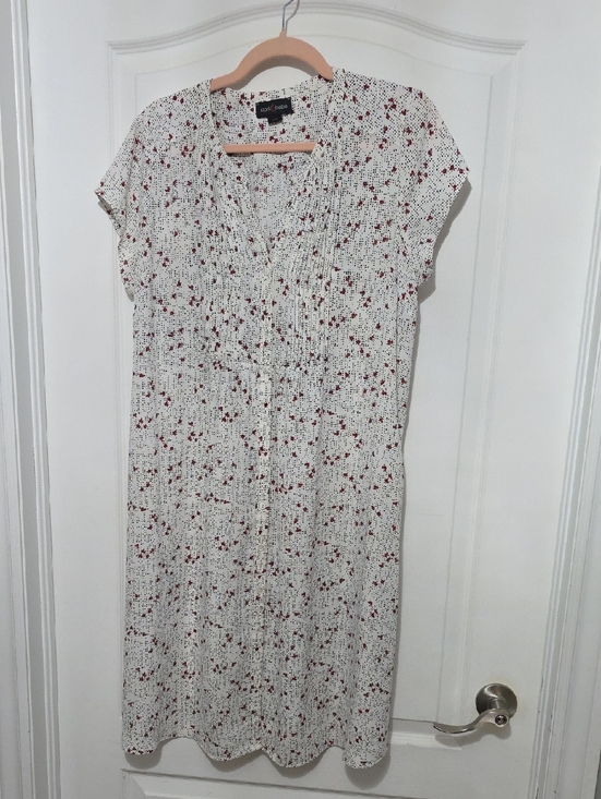 Stork & Babe Dresses & Skirts - Worthington Cream Midi Dress with Red Ditsy Floral Print